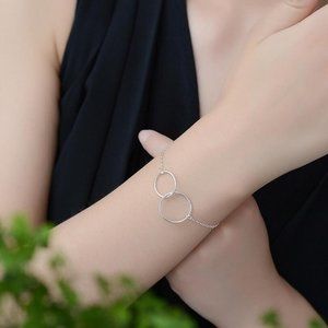 NEW 925 Sterling Silver Double Circle Bracelet